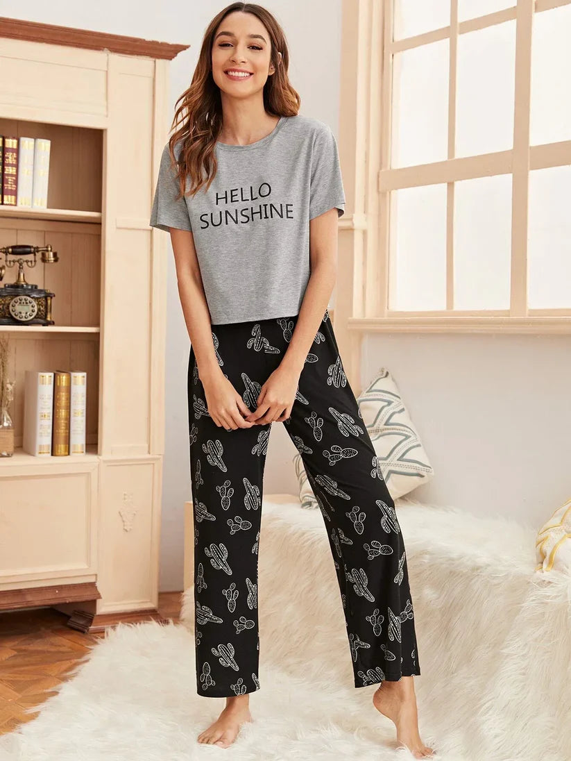 Hello Sunshine Printed PJ Suit