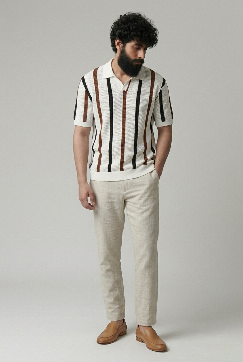 Jhonny Collar Striped Knitted Polo