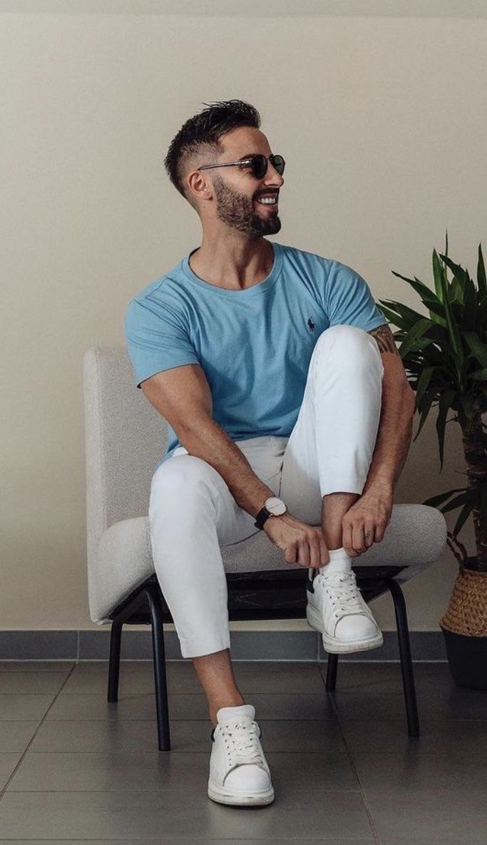 Half Sleeves Tee - Skyblue