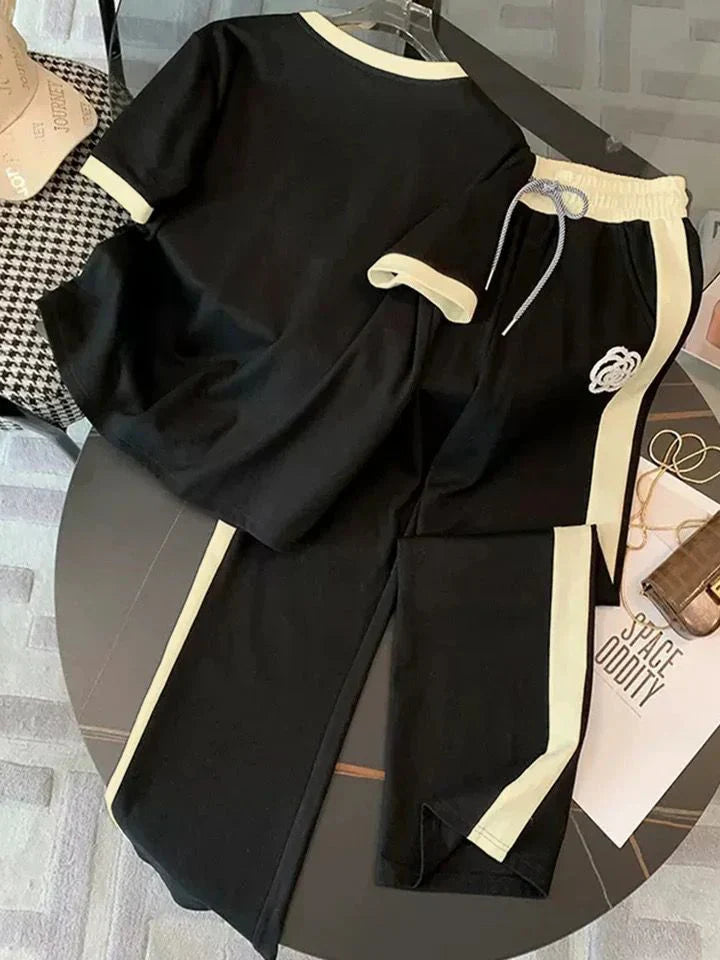 11.11 Sale FLOWER PRINTED - TRACK SUIT BLACK