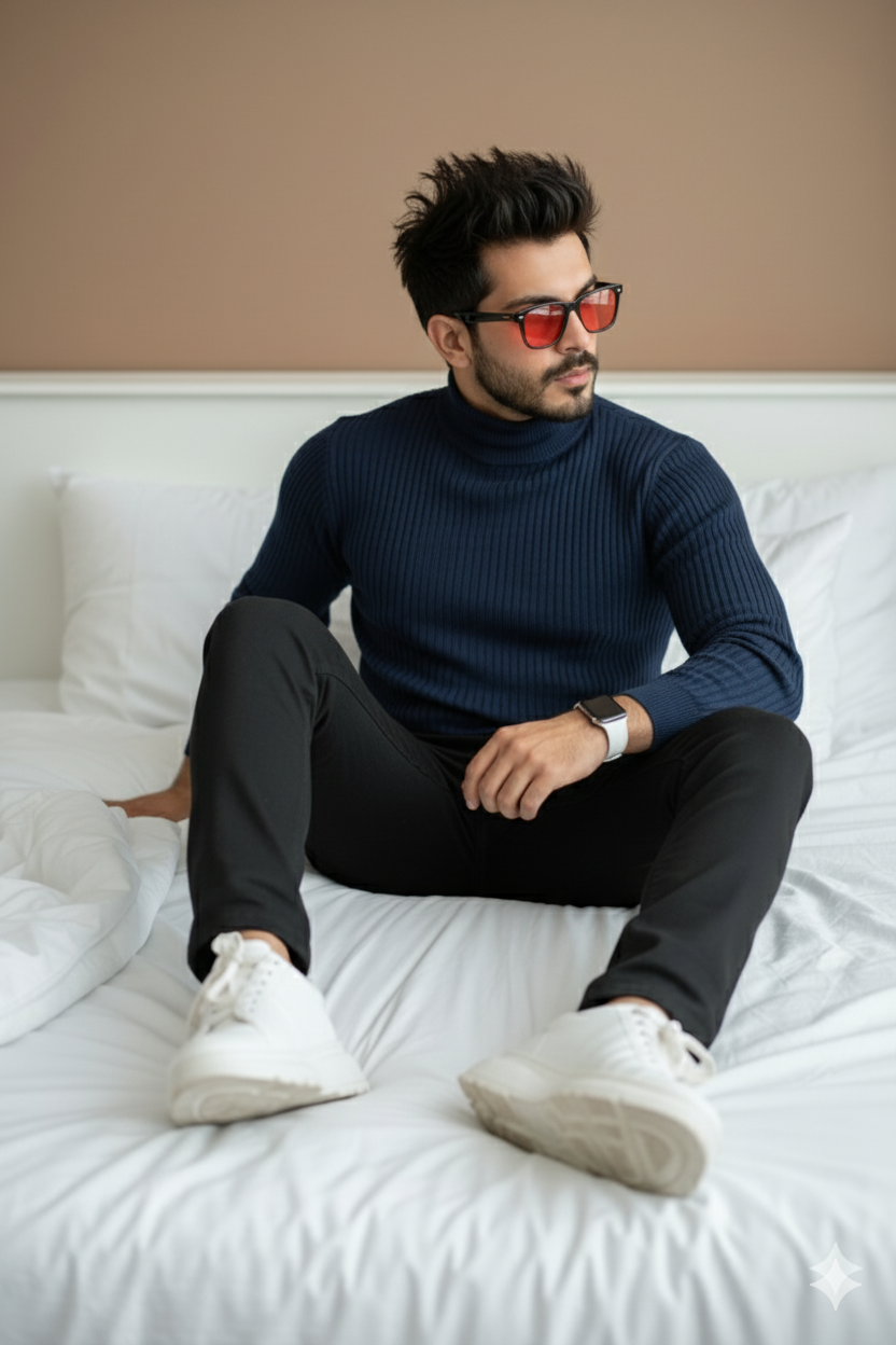 Mens High Neck - NavyBlue