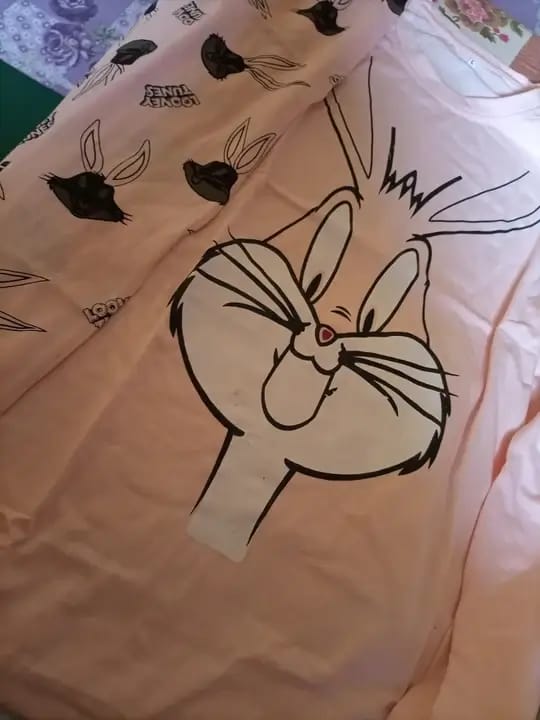 Bunny Printed Full Sleeves PJ Suit - Pink