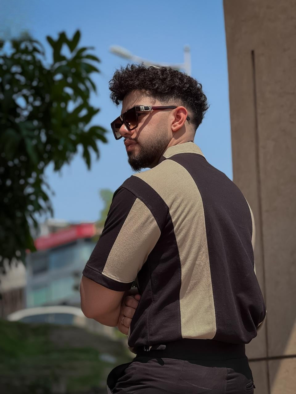 Old Money Style Cuban Shirt B2 - Black/Beige
