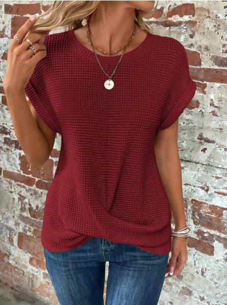 Oversized Knitted Tshirt - Maroon