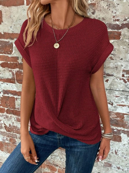 Oversized Knitted Tshirt - Maroon