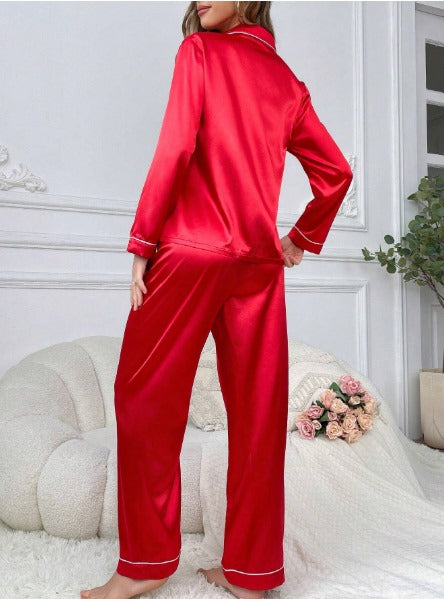 Silk Night Suit - RedWine