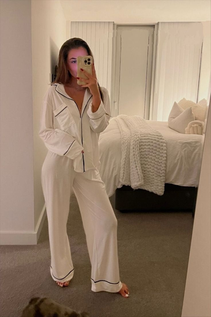 Silk Night Suit - White