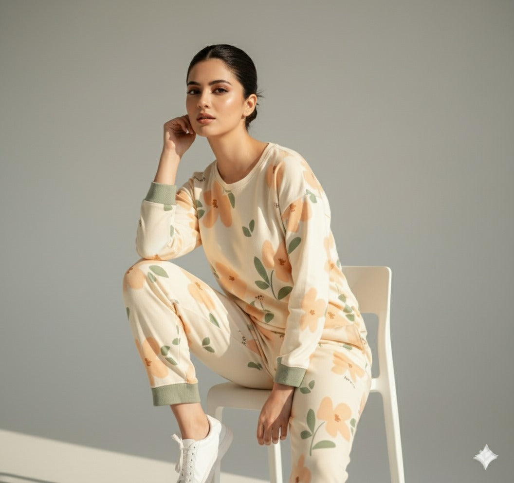 11.11 Sale Orange Flower Printed - PJ SUIT FOR WOMEN