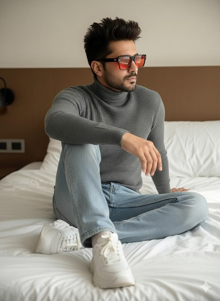 Mens High Neck - Charcoal