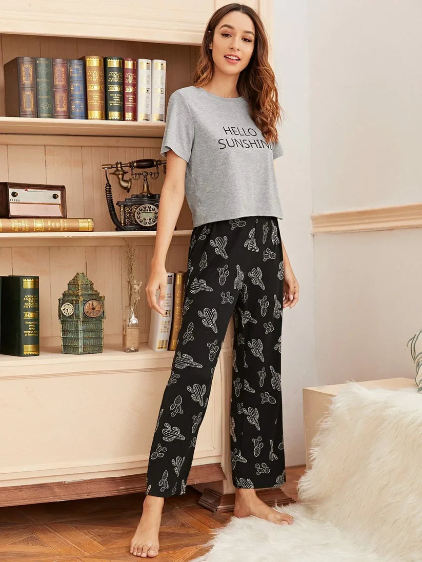 Hello Sunshine Printed PJ Suit