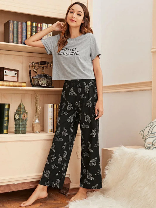 Hello Sunshine Printed PJ Suit