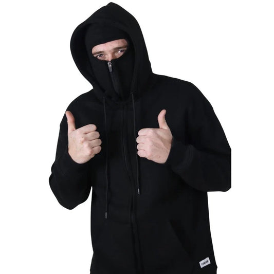 Balaclava Ninja Zipper Hoodie - Black