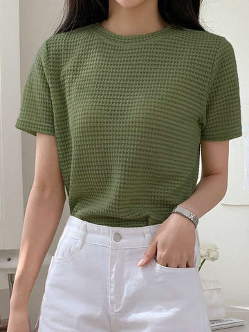 Knitted Tshirt for Her - Olive