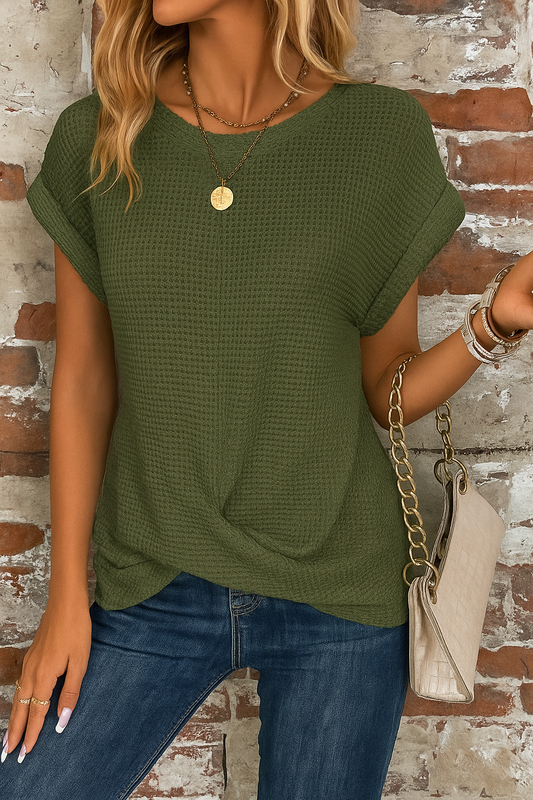 Oversized Knitted Tshirt - Olive