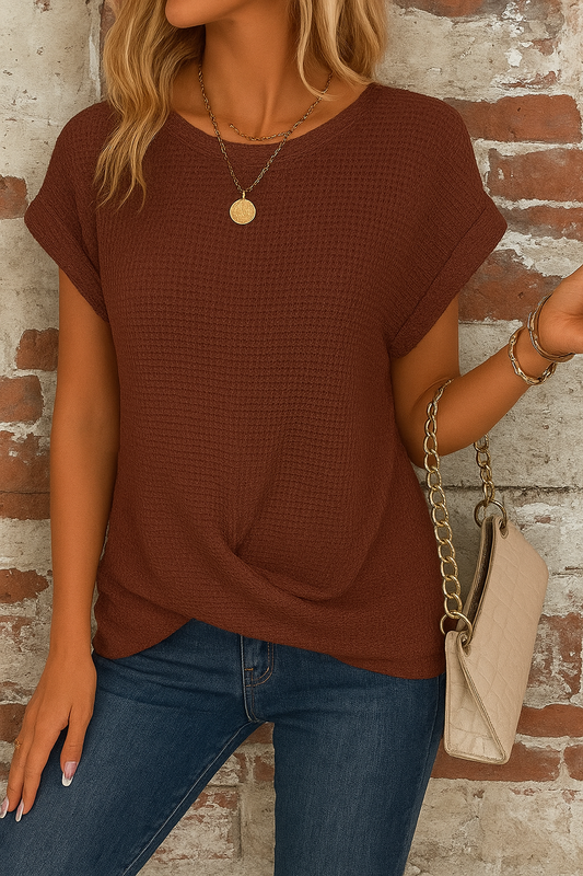 Oversized Knitted Tshirt - Brown