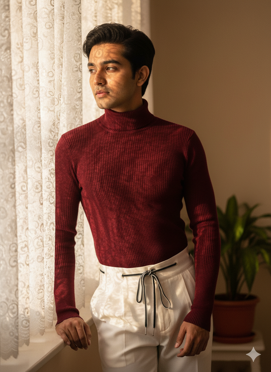 Mens High Neck - Maroon