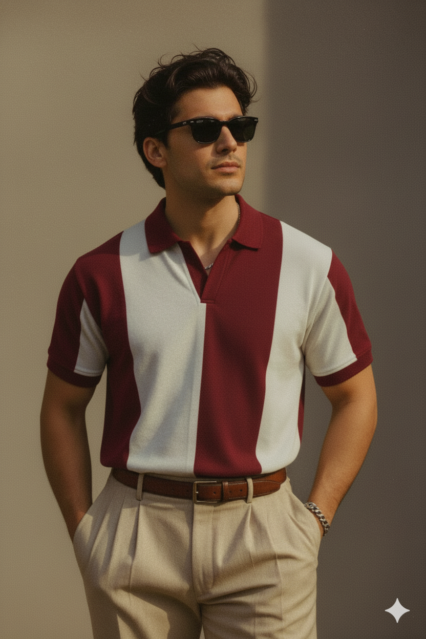 OLd Money Polo - Maroon&White
