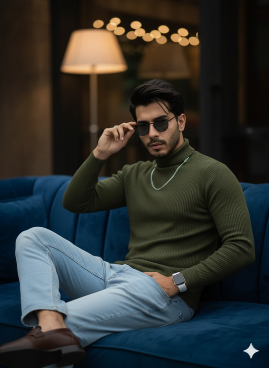 Mens High Neck - OliveGreen