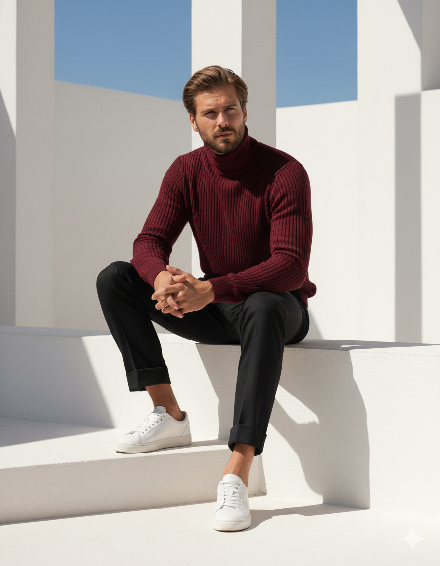 Mens High Neck - Maroon