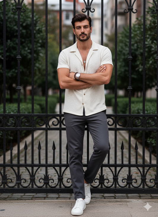 Cuban Knitted Shirt - White