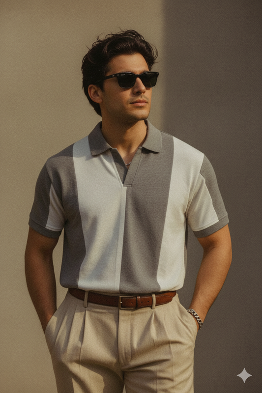 OLd Money Polo - Grey&White