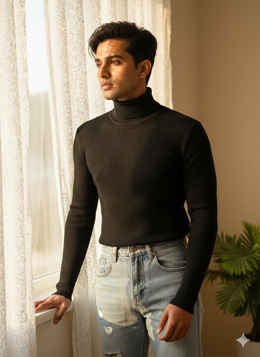 Mens High Neck - Black