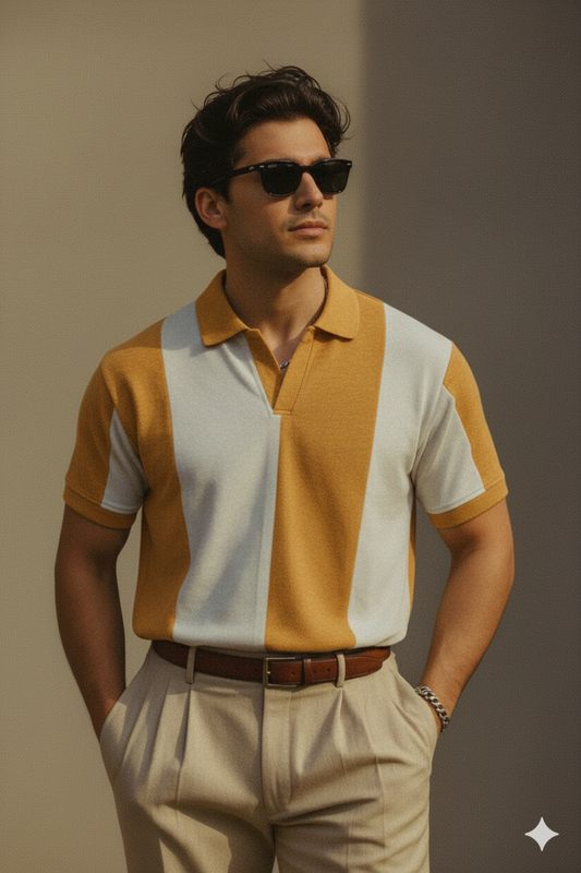 OLd Money Polo - Beige&White