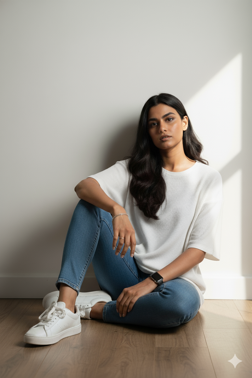 Oversized Knitted Tshirt - White