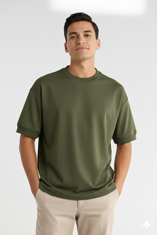 Heavy Gsm DropShoulder T-Shirt - OLiveGreen