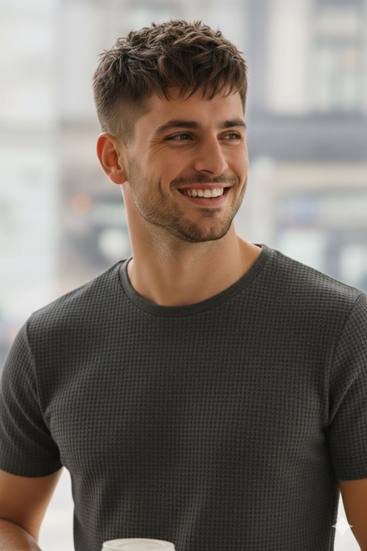 Waffle Knitted Tshirt - Graphite Grey