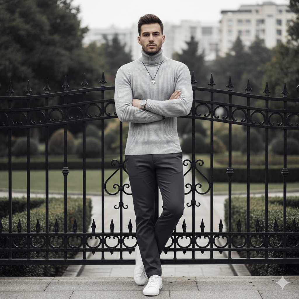 Mens High Neck - Grey