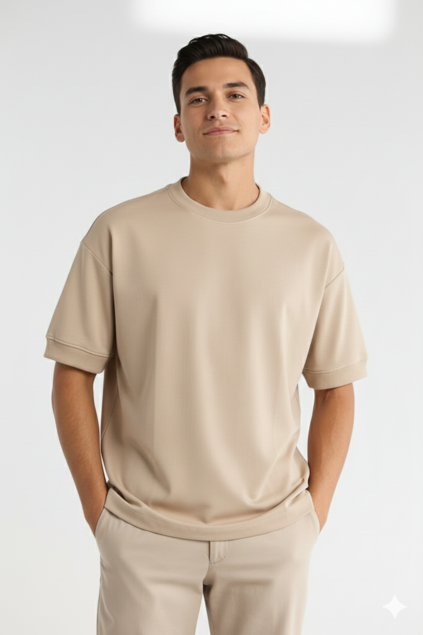 Heavy Gsm DropShoulder T-Shirt - Beige