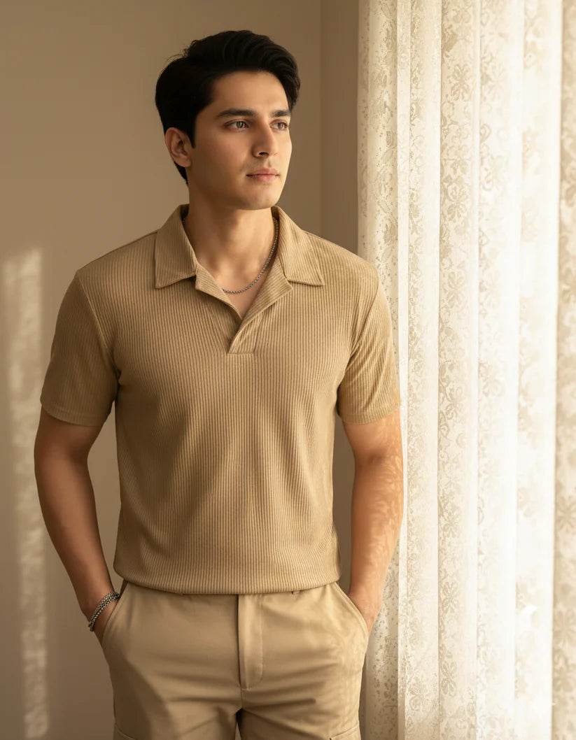 11.11 SALE : Knitted Polo - Beige