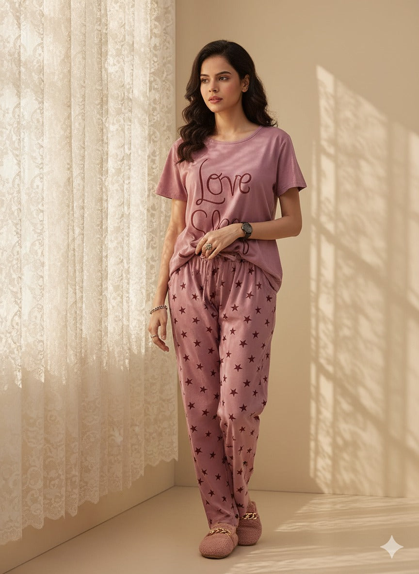 11.11 Sale LOVE SLEEP PINK - PJ SUIT FOR WOMEN
