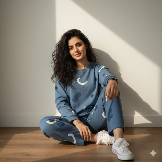 11.11 Sale MOON PRINTED BLUE - PJ SUIT FOR WOMEN