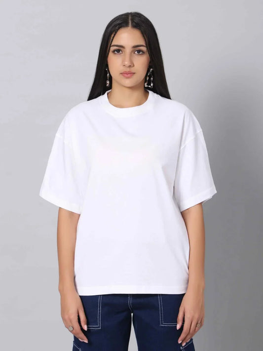 DropShoulder T-Shirt For Women - WHITE