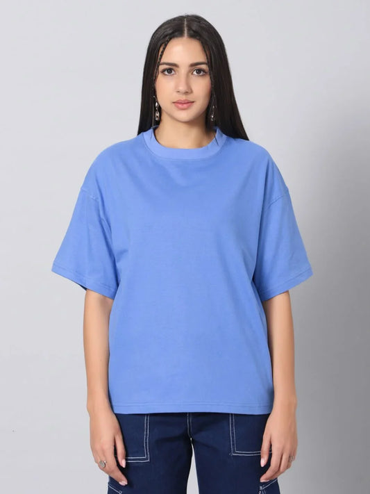 DropShoulder T-Shirt For Women - SKY BLUE