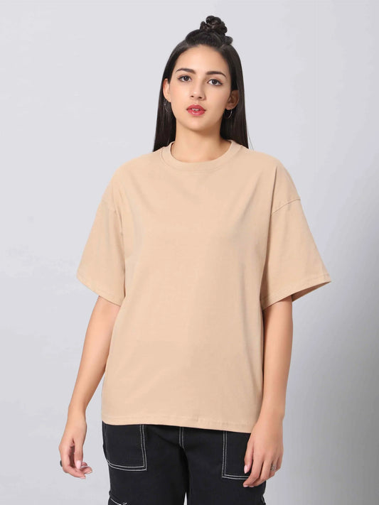 DropShoulder T-Shirt For Women - BEIGE