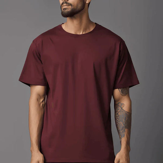 DropShoulder T-Shirt For Men - MEHROON