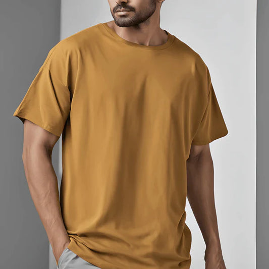 DropShoulder T-Shirt For Men - MUSTARD