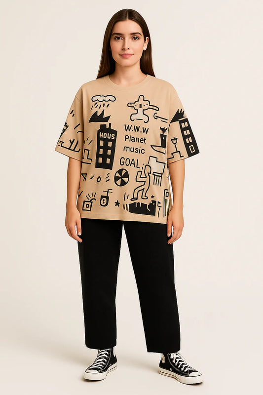 Beige Planet Pj Suit