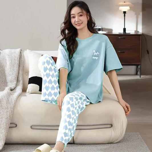 11.11 Sale SKY BLUE PRINTED - PJ SUIT FOR WOMEN