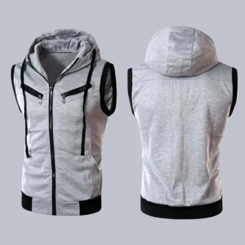 11.11 Sale Sleeveless Zipper Hoodie - GREY