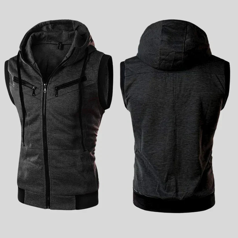 11.11 Sale Sleeveless Zipper Hoodie - CHARCOAL
