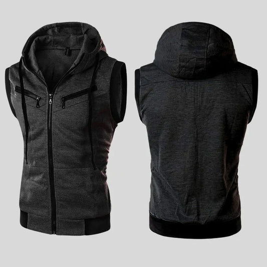 11.11 Sale Sleeveless Zipper Hoodie - CHARCOAL