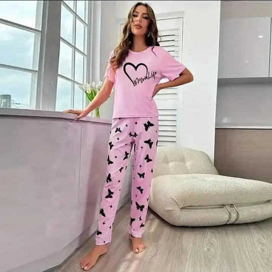 Heart & Butterfly PJ Suit - Pink