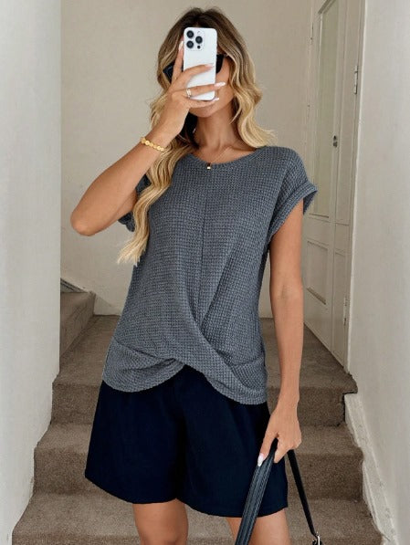 Oversized Knitted Tshirt - Charcoal