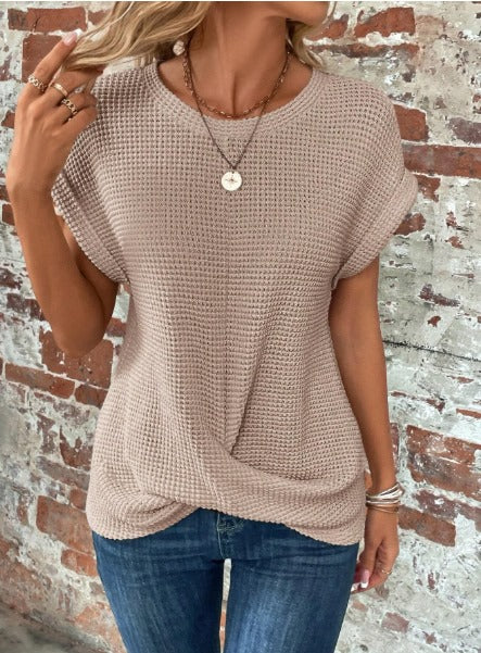 Oversized Knitted Tshirt - Beige