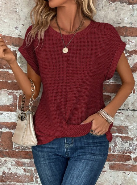 Oversized Knitted Tshirt - Maroon