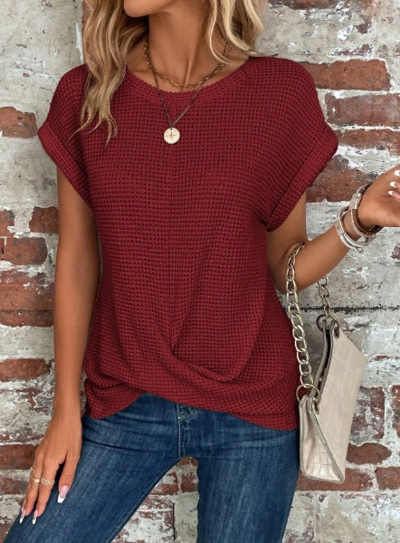 Oversized Knitted Tshirt - Maroon